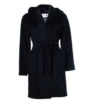 Max Mara Rialto Hooded Wrap Coat - Black
