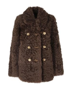 Ports 1961 Chocolate Ovine Fur Detail Coat - Brown