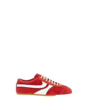 Dries Van Noten Suede Low-Profile Sneakers - Red