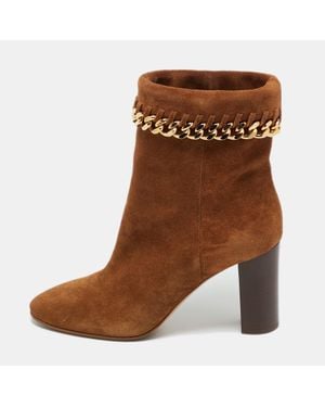 Casadei Suede Chain Embellished Ankle Boots - Brown