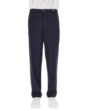 Myths Relaxed-Fit Virgin Wool Pants With Classic Waistband - Blue