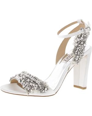 Badgley Mischka Jeweled Leather Ankle Strap - White