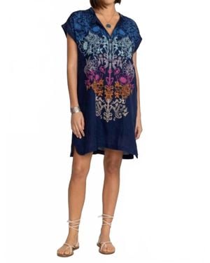 Johnny Was Mishti Floral Embroidered Dress - Blue