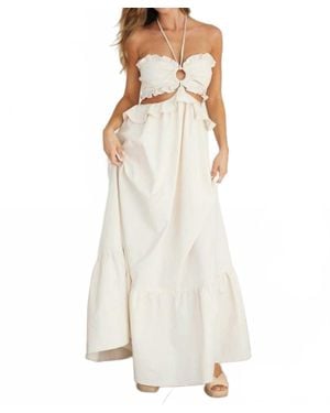 Endless Blu. Cut-Out Ruffled Maxi Halter Dress - Natural