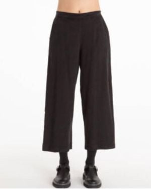 cut-loose Crop Wide Leg Pants - Black
