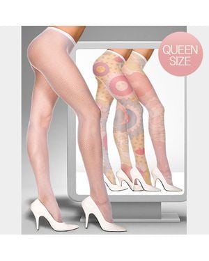 TRUEDAMES Classic Fence Net D. I.Y Pantyhose Tights - White