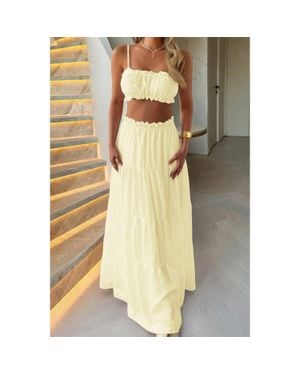 TRUEDAMES Two Pieces Sleeveless Tank Top And Maxi Skirt Set - Yellow