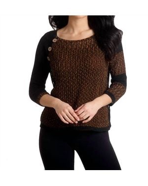 French Kyss Crochet Three Quarter Sleeve Top - Black