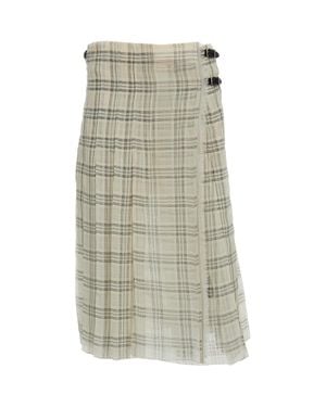 DURAZZI MILANO Midi Checked Kilt Skirt - Multicolor