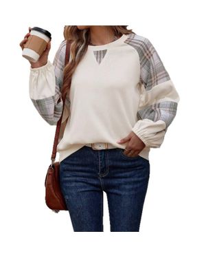 Masyal Plaid Patchwork Sweatshirt - Gray