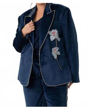 La Fuori Soft Velvet Blazer - Blue