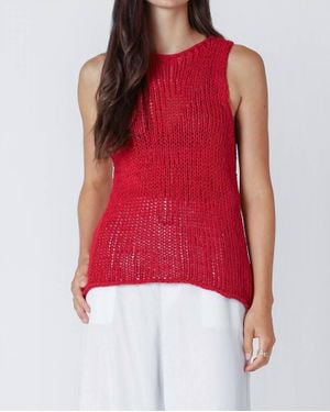 Dex Open Knit Tank Top - Red