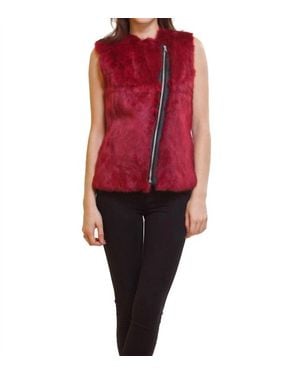 Love Token Fur Zip Up Vest - Red