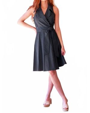 Finley Trench Wrap Dress - Blue