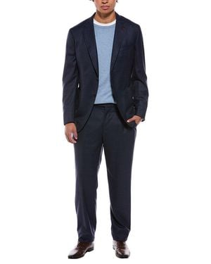Isaia Capri Wool Suit With Flat Front Pant - Blue