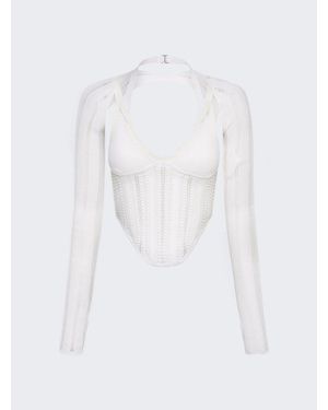 Dion Lee Snakeskin Column Corset Top - White