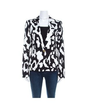 ESCADA Monochrome Abstract Printed Cotton Bariska Blazer - Blue