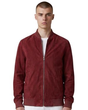 Infinity Leather Burgundy Goat Suede Ma-1 Bomber Jacket-Antalya - Red