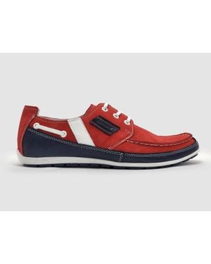 KCR Group Dockside Leather Boat Shoes - Red