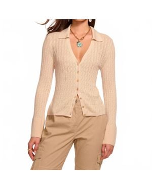 Ramy Brook Cathy Pointelle Silk Cashmere Cardigan Sweater - Natural
