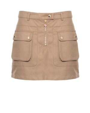 CASABLANCA Cotton Mini Skirt With Utilitarian Design Elements - Natural