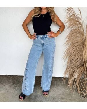 Blakeley Floral Charm Wide Leg Jeans - Blue