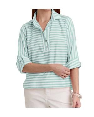 Hinson Wu Aileen 3/4 Sleeve Stripe Gingham Blouse - Blue