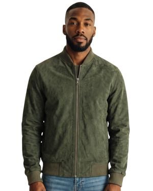 Infinity Leather Goat Suede Ma-1 Bomber Jacket-Antalya - Green