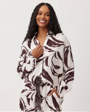 Bella Dahl Contrast Oversized Button Down Shirt - Multicolor