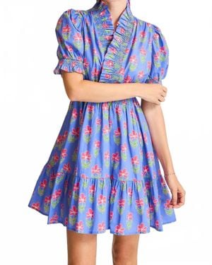 Umgee Ruffled Floral Babydoll Dress - Blue