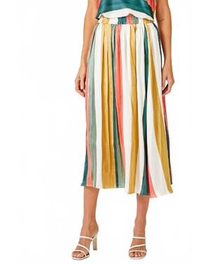 Mystree Pleated Strip Skirt - Multicolor