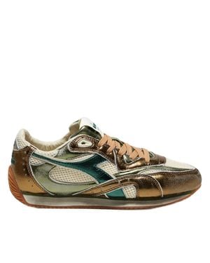 Diadora Retrospective Metallic Overlay Low-Profile Sneakers - Green