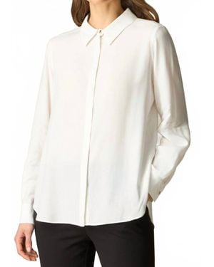 Oltre Long Sleeve Button Down Blouse - White