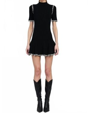 En Saison Romilla Stitch Mini Dress - Black