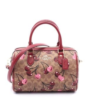 COACH Cherry Print Satchel Bag Pvc Canvas - Pink