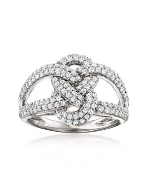 Ross-Simons Diamond Woven Knot Ring - Metallic