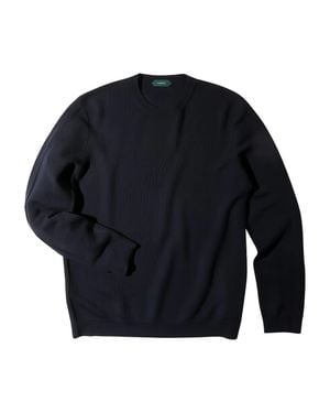 Zanone Fine-Knit Long-Sleeved Fabric Pullover Sweater - Blue