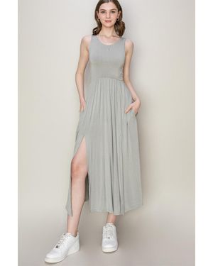 TRUEDAMES Sleeveless Slit Midi Dress - Gray