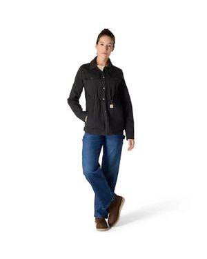 Carhartt Tencel Fiber Coat Droptail Hem Button Front Posh070 - Black