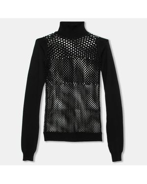 Jean Paul Gaultier Patterned Open Knit Long Sleeve Sweater - Black