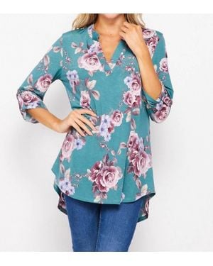 Honeyme Floral Gabby Top - Blue