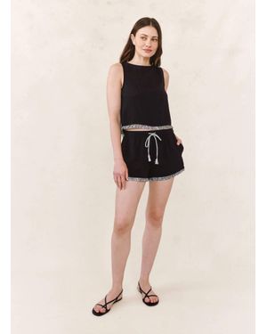 Bella Dahl Sleeveless Fray Trim Tank Top - Natural
