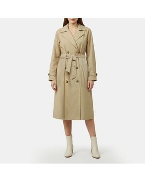 Maje Studded Gabardine Long Trench Coat - Natural
