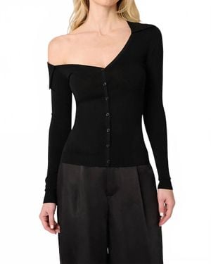WeWoreWhat Off The Shoulder Collared Shirt - Black