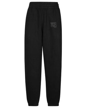 T By Alexander Wang Puff Paint Logo Cotton Sweatpants - Black