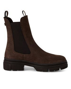 TMRS Tamaris Mocca Leather Classic High Pull-On Chelsea Ankle Boots - Brown
