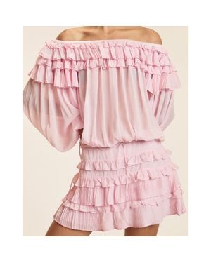 Cynthia Rowley Ruffle Pleated Micro Skirt - Pink