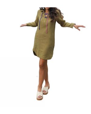 Sundry Mini Lace Up Dress - Green