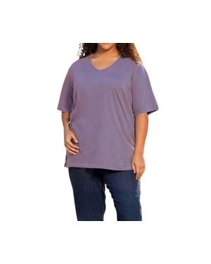 On The Plus Side Jersey Short Sleeve V-Neck Tunic - Purple