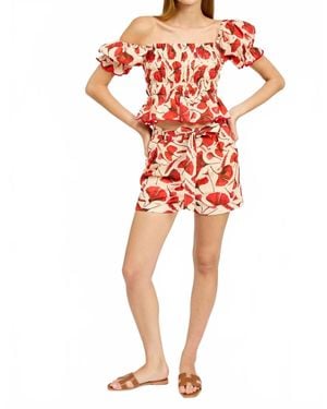En Saison Josie Belted Shorts - Red
